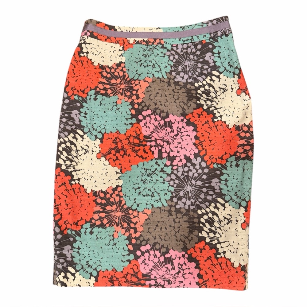 Boden dandelion print pencil floral‎ skirt cotton size US 4 pink gray green
